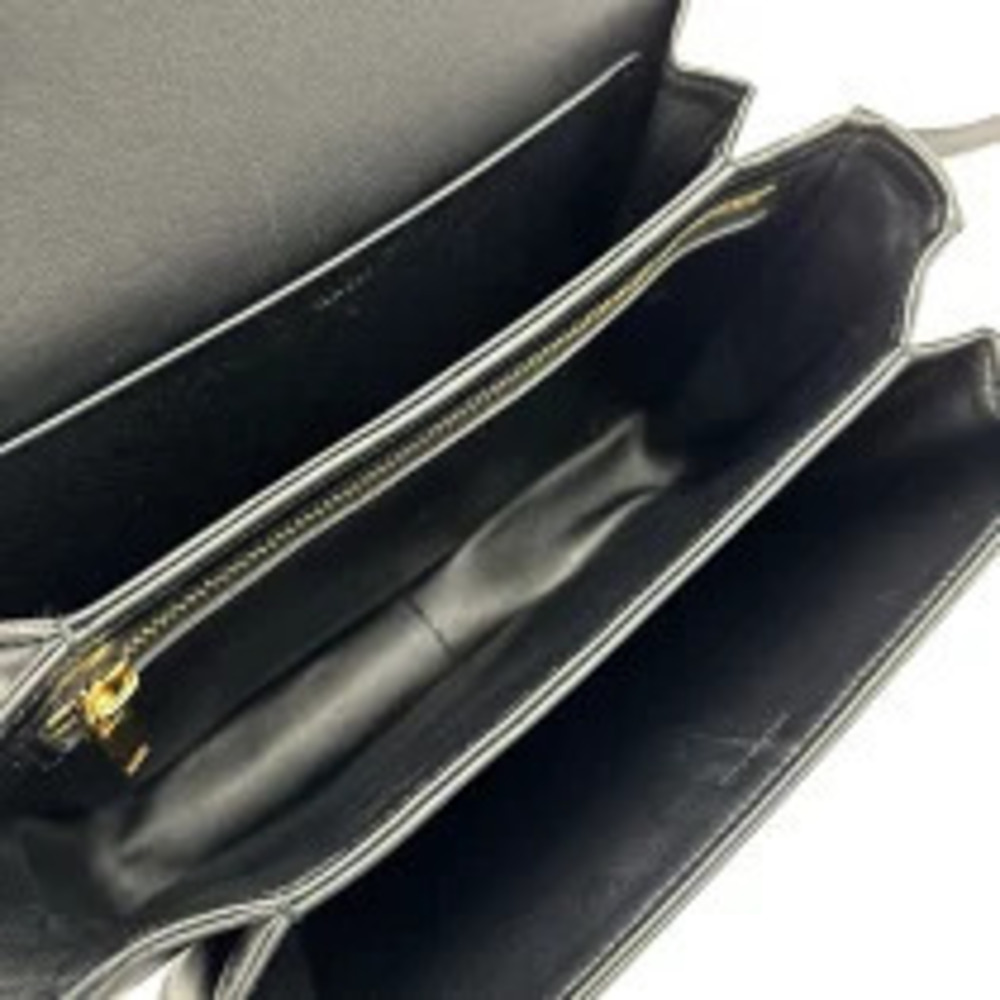 Celine Leather Triomphe Shoulder Black Bag Black - Picture 12 of 13